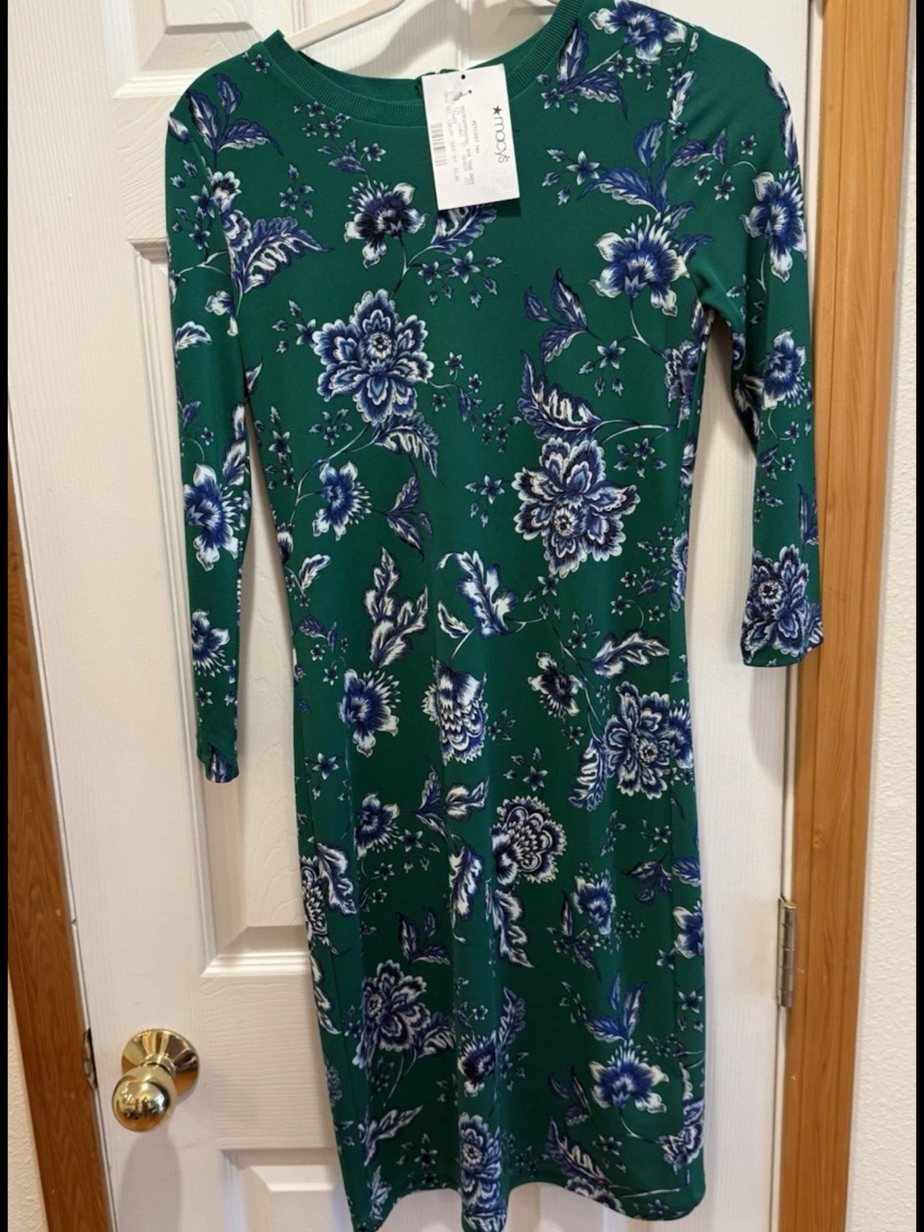 Lauren Ralph Lauren Dress Green Floral Sheath Xs Long Sleeve Mini Zip Nwt $138